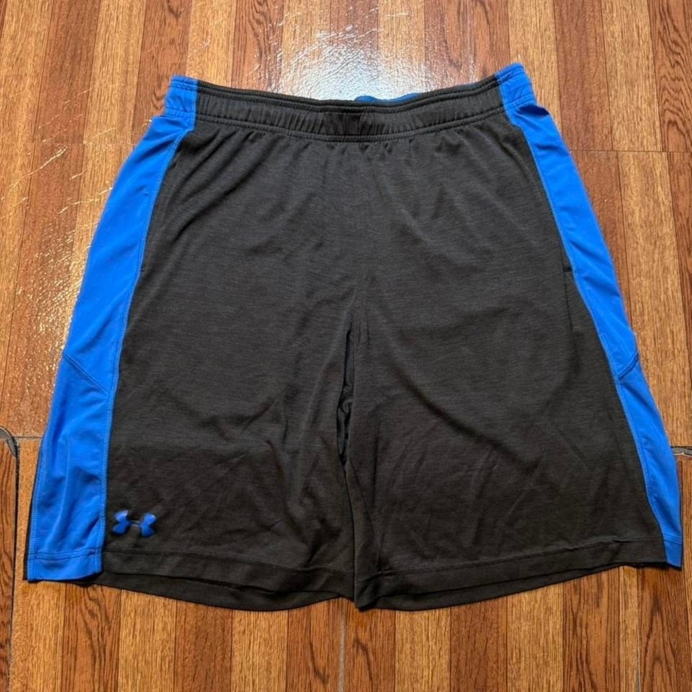 Under Armour Black Blue Heat Tech Retro Sportswear Running Train Shorts Large
